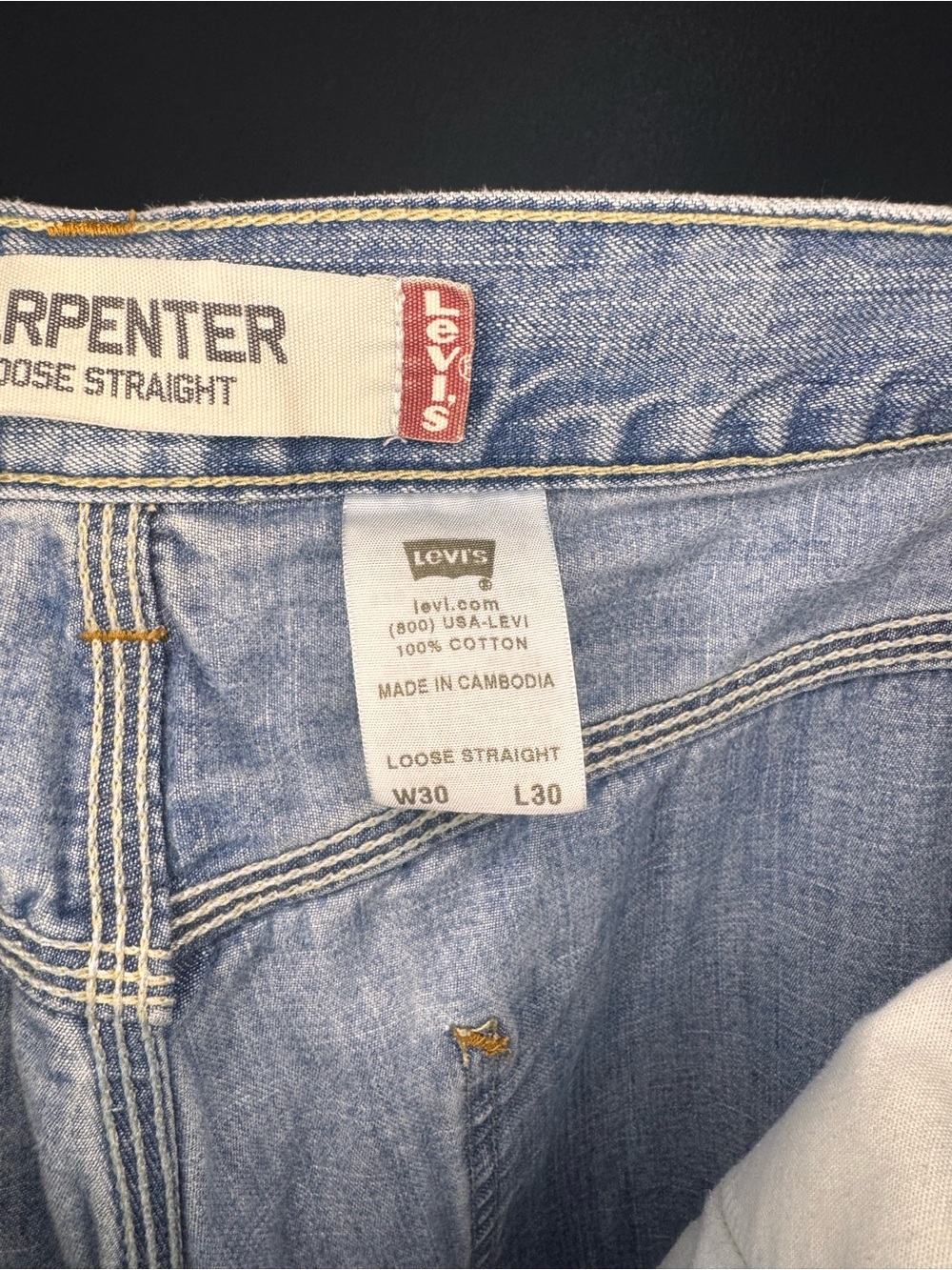 Levi’s Carpenter Loose Straight Jeans Men’s 30x30 Light Wash Utility Denim Y2K - Picture 11 of 11